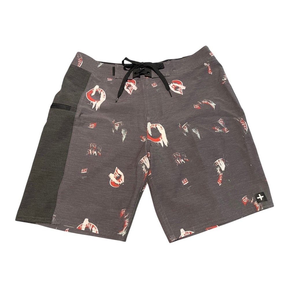 Tavik NEW Mens Signature Board Short Size 30 Gray Red Zippered Cargo Pocket